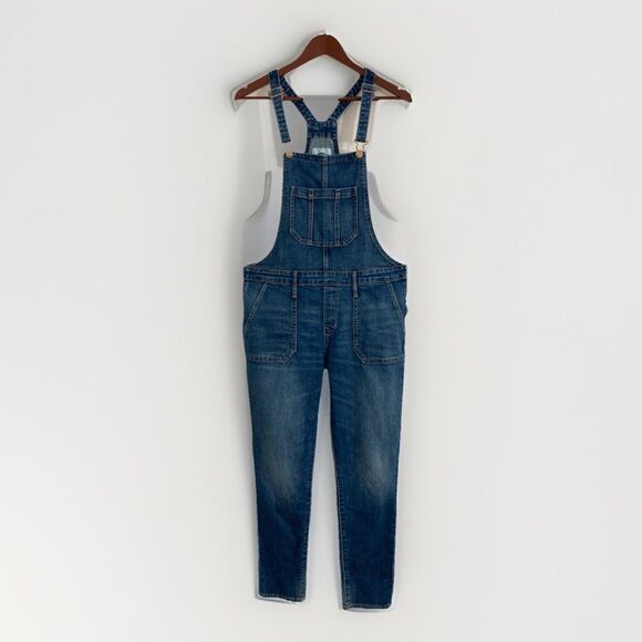 Old Navy Overalls Women’s 8 Blue Denim Straight Leg Adjustable Straps Casual - Picture 1 of 13
